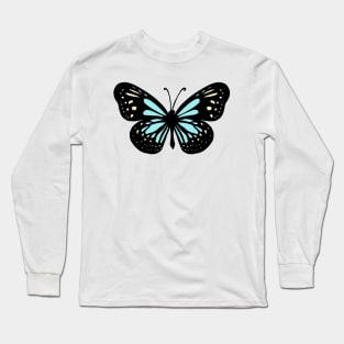 Black Blue and Yellow Butterfly Long Sleeve T-Shirt